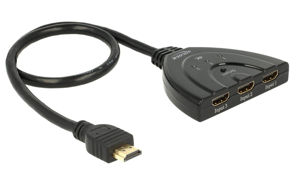 Delock Distributeur 3 Port HDMI Switch 4K/60Hz