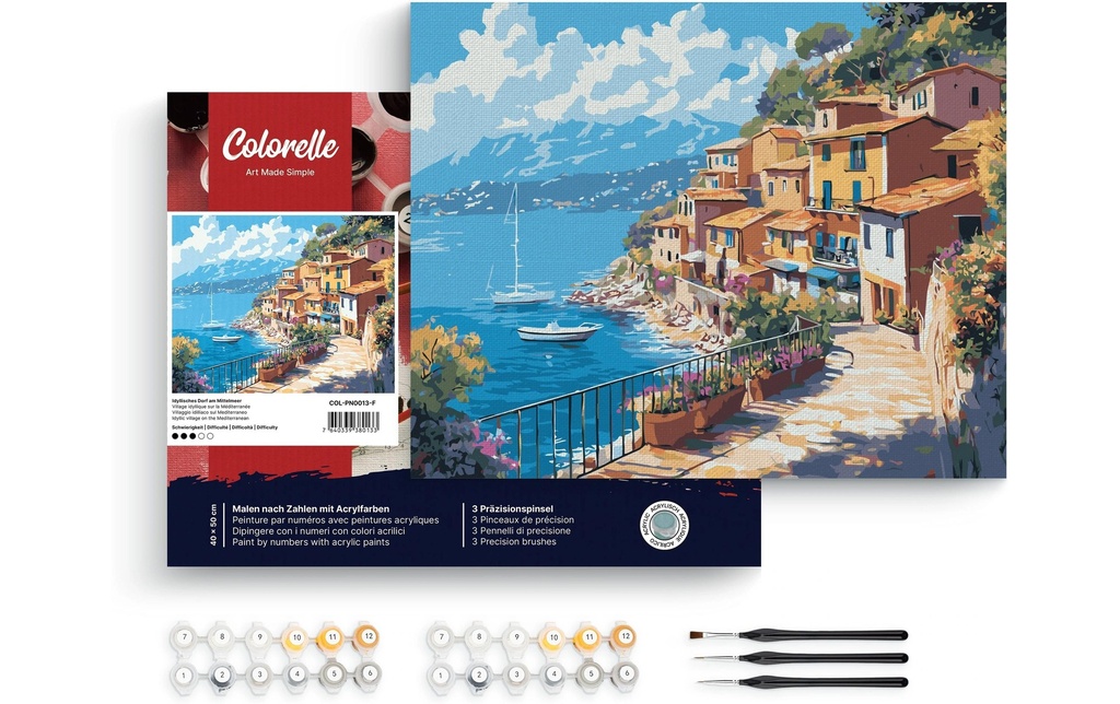 Colorelle Peinture avec chiffres Un village idyllique au bord de la Méditerranée