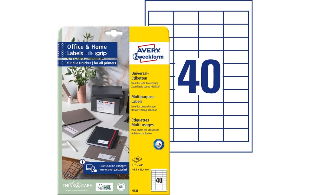 Avery Zweckform Étiquettes universelles 6126 48.5 x 25.4 mm, 10 feuille