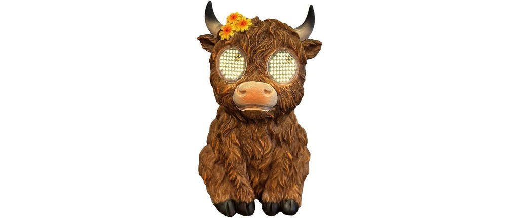 Dameco LED Solaire Bœuf Highland avec des yeux LED mobiles