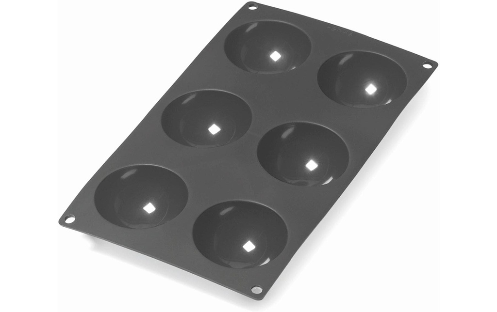 Lékué Moule de cuisson Demi-sphère, silicone, Noir, 6 alvéoles