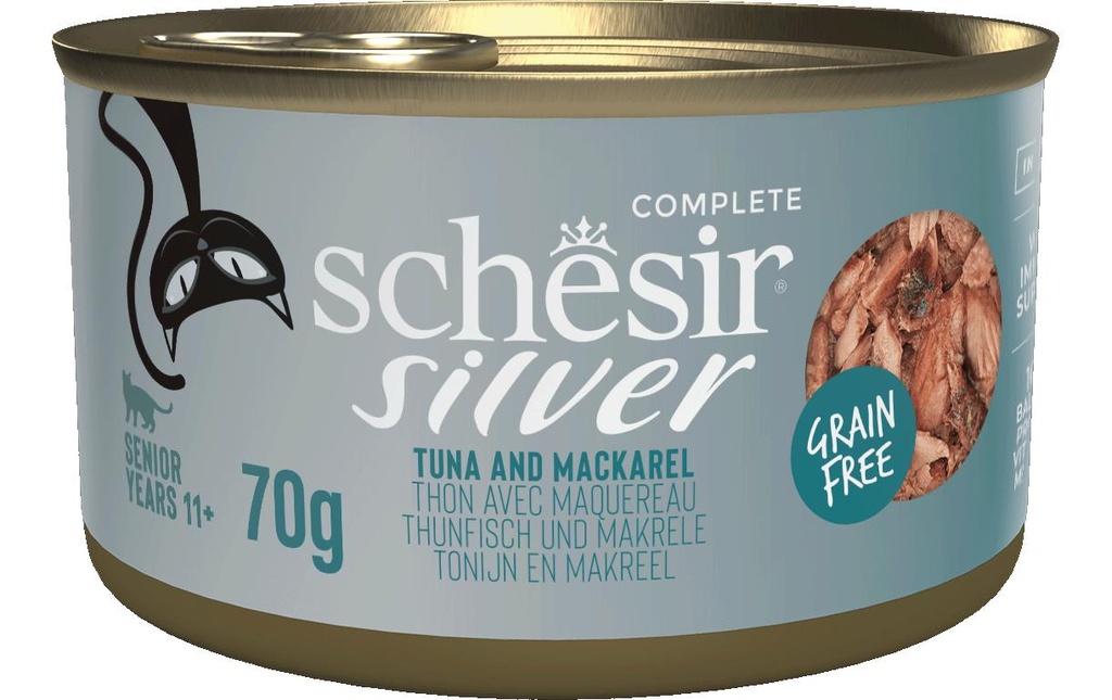 Schesir Alimentation humide Silver Senior Complete au thon, 70 g