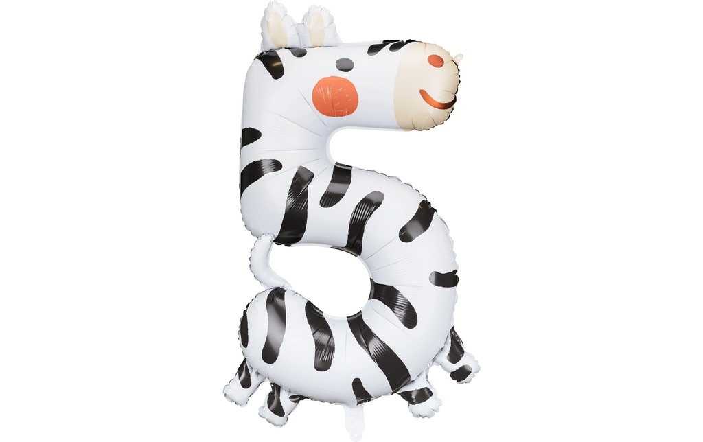Partydeco Ballon en aluminium Numéro 5 comme motif 68 x 98 cm, 1 pièce