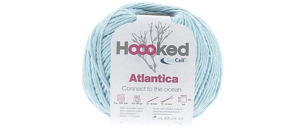 Hoooked Fil de coton Hoooked Atlantica SeaCell Fil Bleu clair