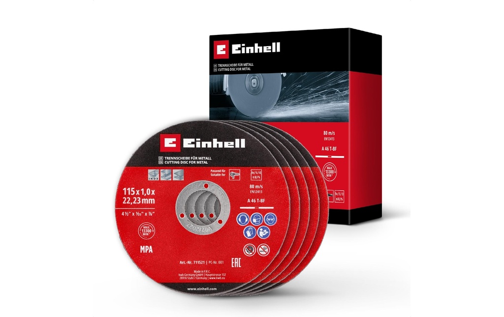 Einhell 5 disques à tronçonner 115 mm