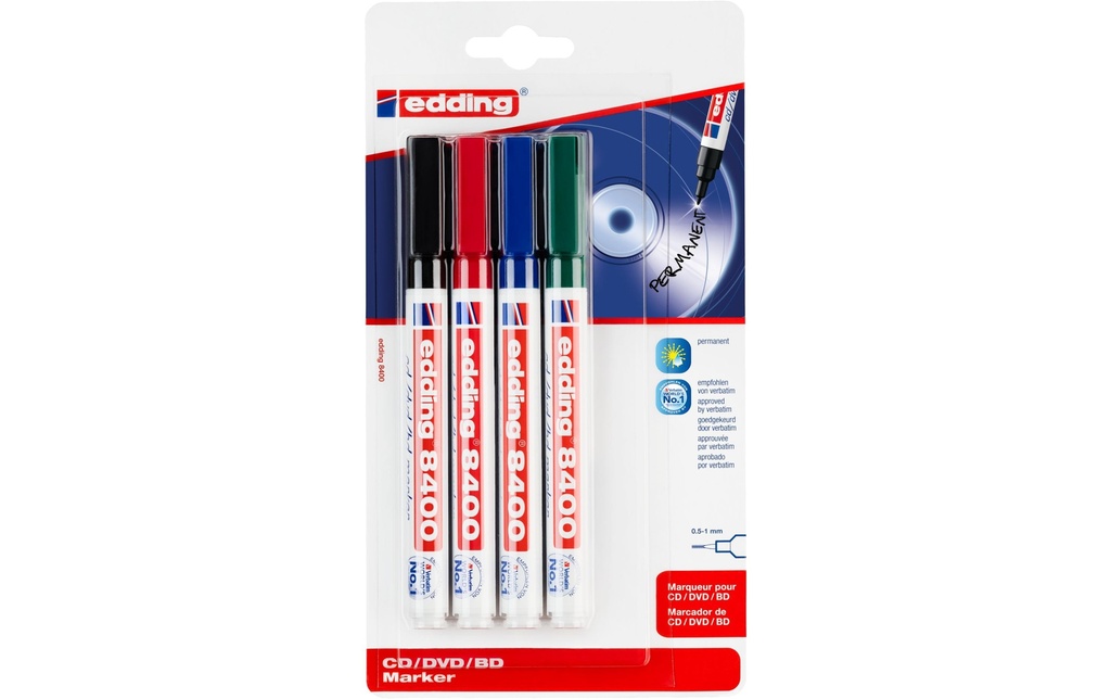 edding Marqueur CD/DVD Marker 8400 4 pièces