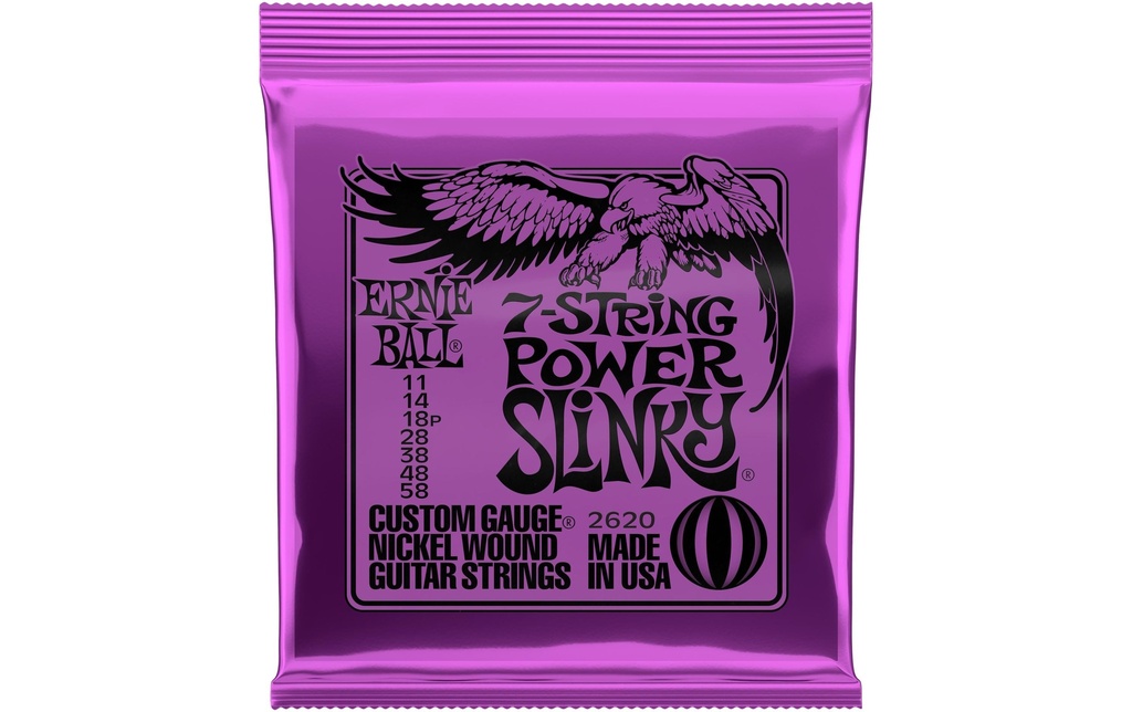 Ernie Ball Cordes de guitare 2620 7-String Power Slinky – 11-58