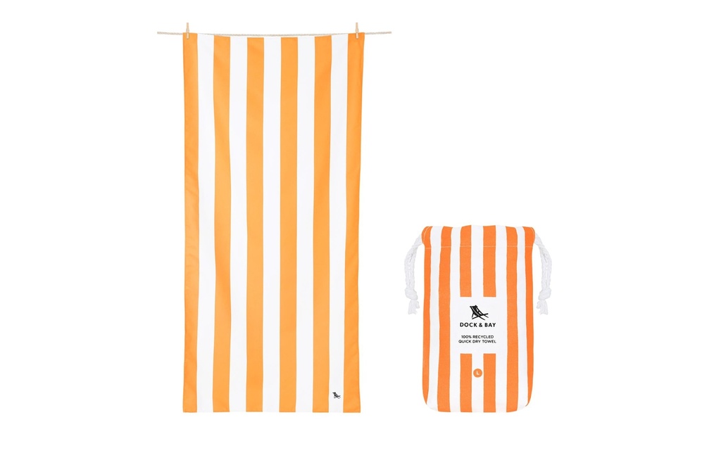 Dock & Bay Serviette de plage Cabana 160 cm x 90 cm, Blanc, Orange