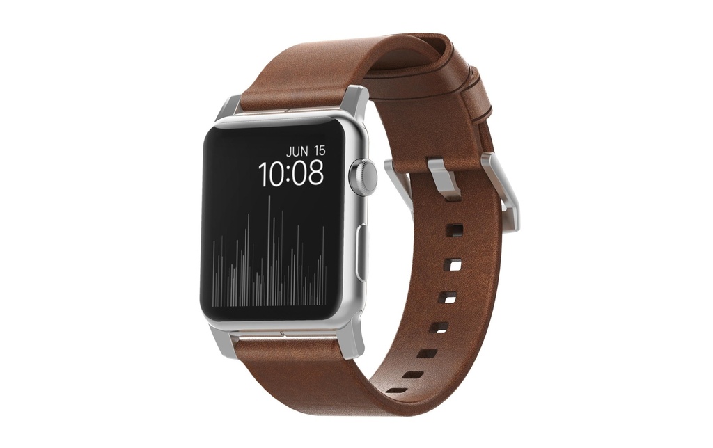 Nomad Bracelet en cuir Modern Strap Montre Pomme Marron/Argent