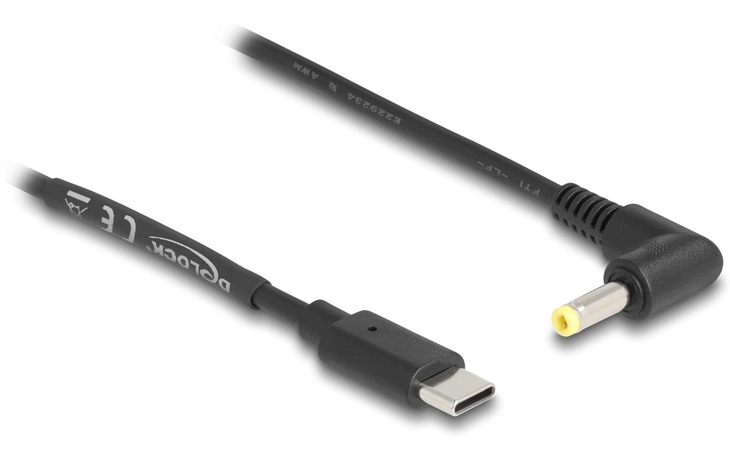 Delock Câble électrique USB Fiche creuse 4.0/1.7 mm USB-C - Spécial 1.5 m