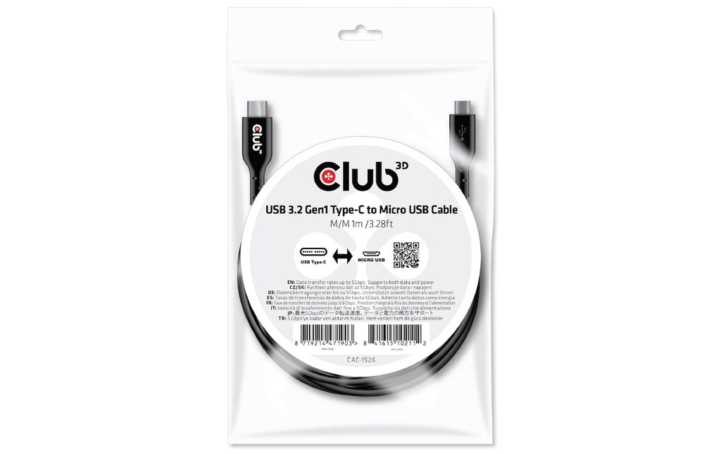 Club 3D Câble USB CAC-1526 USB-C - Micro-USB B 1 m