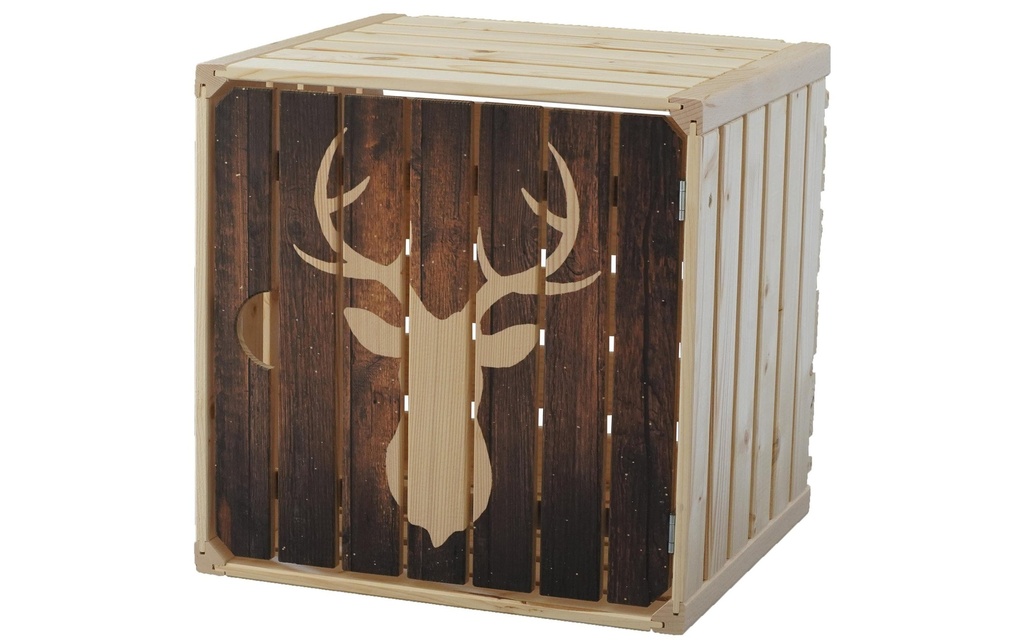 Holz Zollhaus Caisse au bois Cerf avec porte, 35 x 35 cm