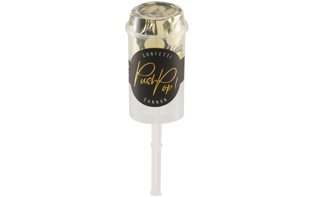 Partydeco Canons à confettis Push-Pop Ø 15 mm, 1 Pièce/s, Doré