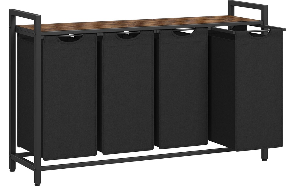 VASAGLE Panier à linge avec étagère 140 l, Noir