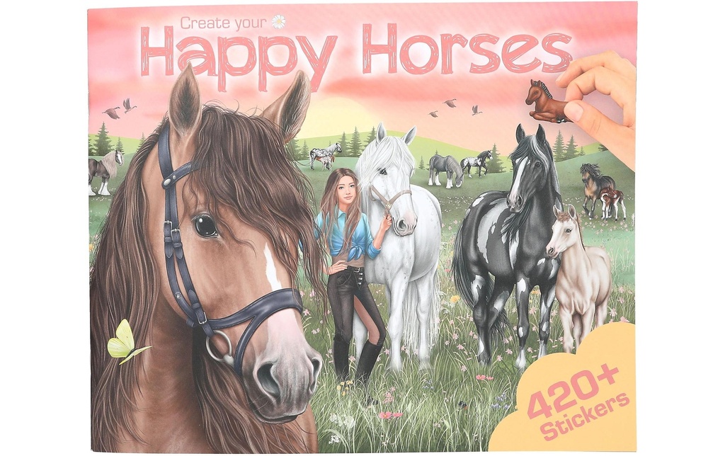 Depesche Album d’autocollants Happy Horses 24 pages, 6 feuilles d'autocollants