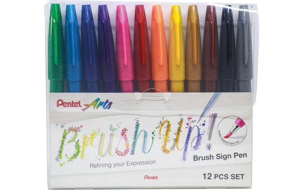 pentel Crayon feutre Brush Sign Pen 12 pièces