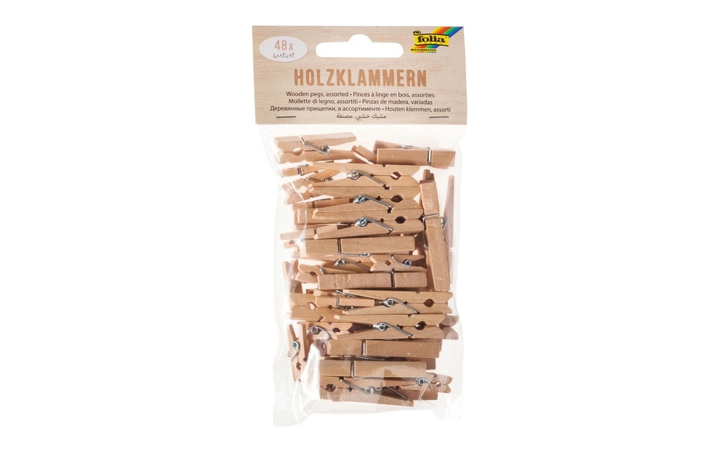 FOLIA Pinces bois nature 48pcs ass. (48 pces)