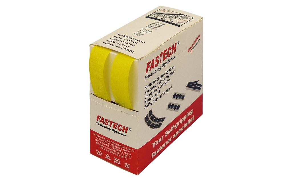 FASTECH Boîte de bande auto-agrippante Jaune