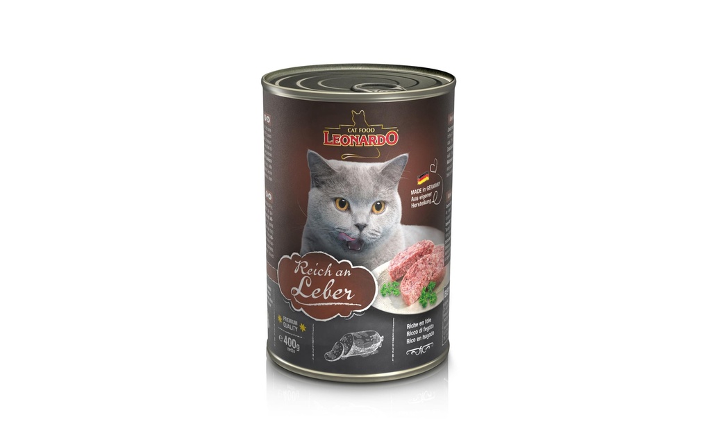 Leonardo Cat Food Alimentation humide Riche en foie, 400 g