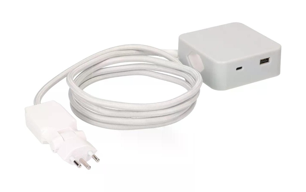 maxTex Bloc multiprises Cube 3x T13, USB A/C, gris/blanc