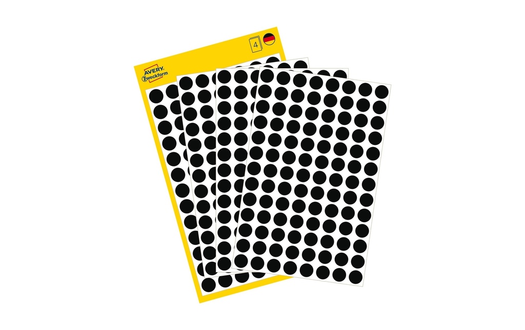Avery Zweckform Pastilles adhésives Ø 8 mm, 4 feuilles, noir