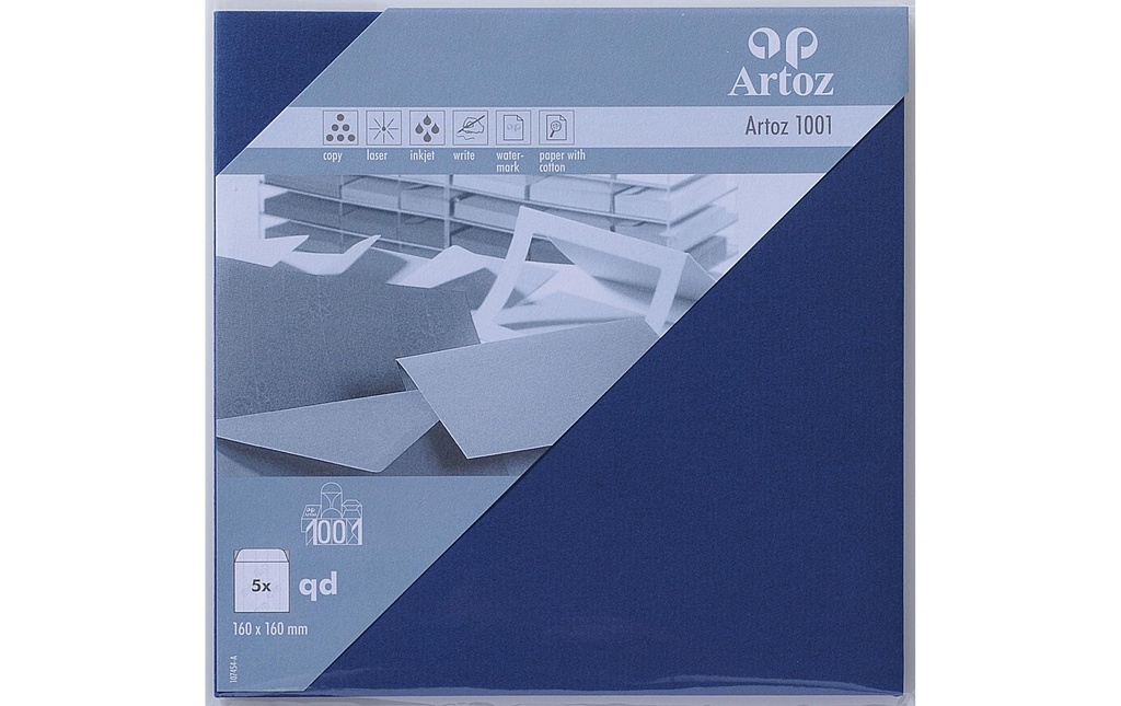 Artoz Enveloppe 1001, 16 x 16 cm, 5 Pièce/s, Bleu classique