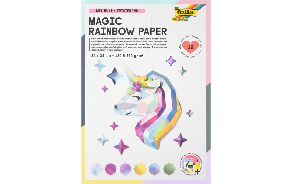 FOLIA Bloc papier bricolage RAINBOW (12 pces)