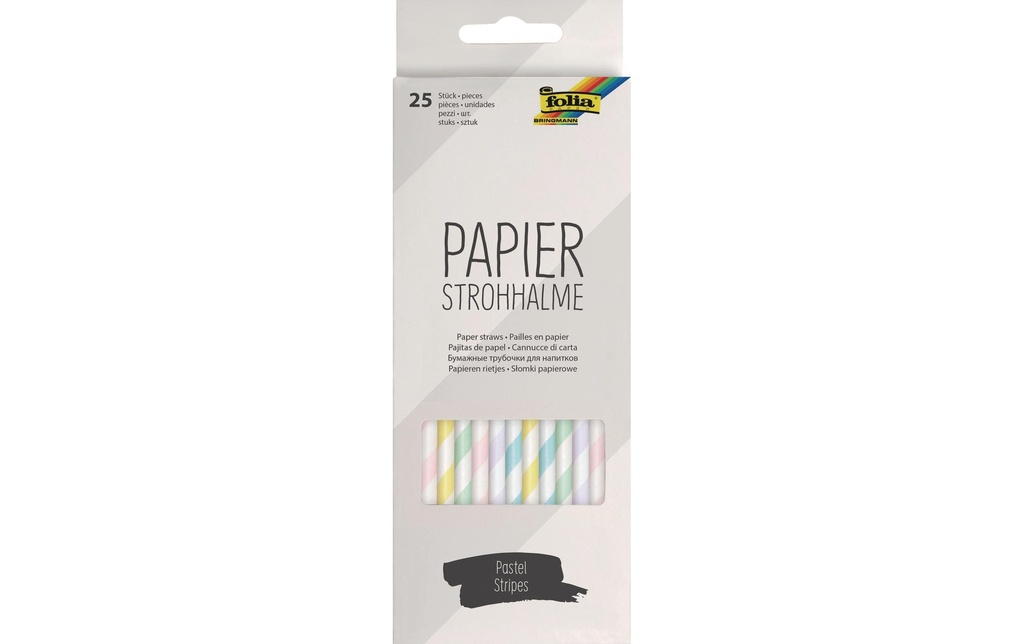 Folia Paille papier, 25 pièces, rayures pastel