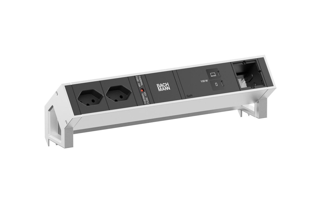 Bachmann Bloc multiprises de table DESK2 2xT13 1xUSB C/C 100W 1xCM 0.2m