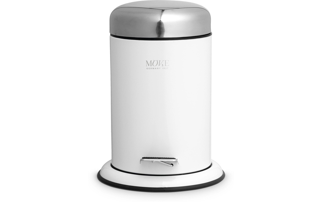 Möve Poubelle à pédale Push 3 l, Argenté/Blanc