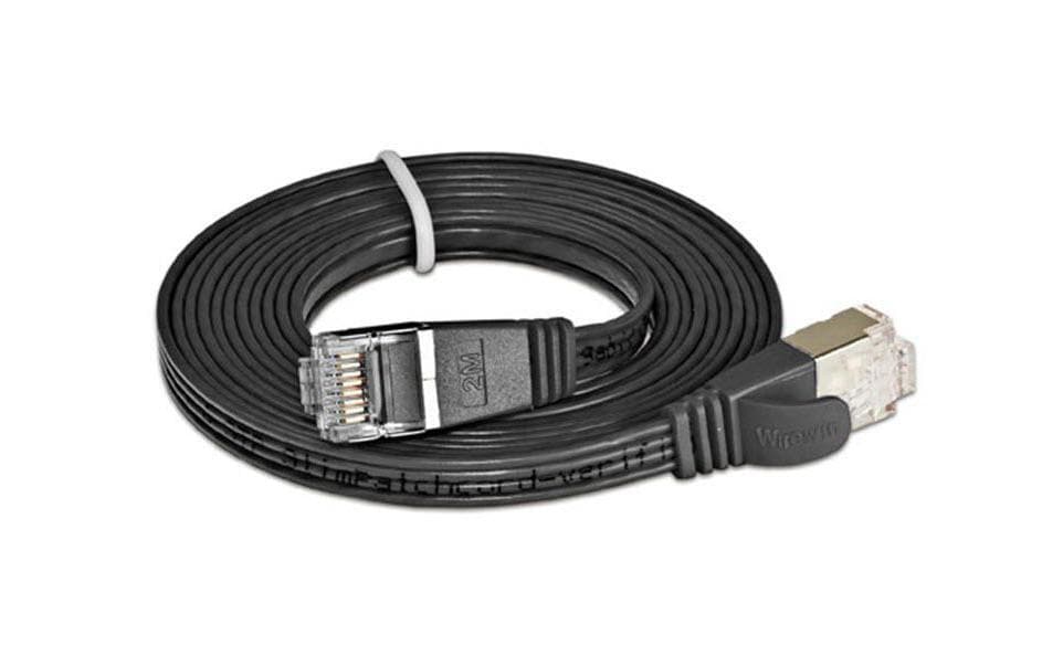 SLIM Câble patch slim RJ-45 - RJ-45, Cat 6, STP, 0.75 m, Noir
