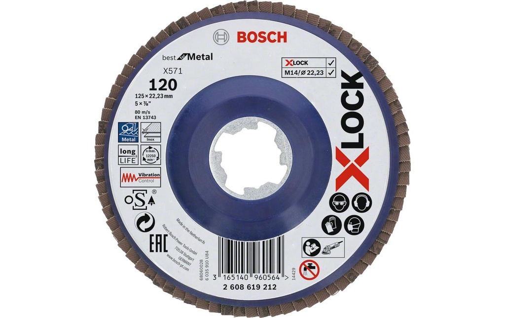 Bosch Professional Disque à lamelles X-LOCK Best for Metal K120, 125 mm
