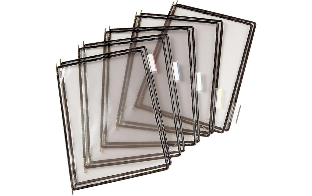 Tarifold Porte-documents Pochettes transparentes T-Display Noir 10 pièces