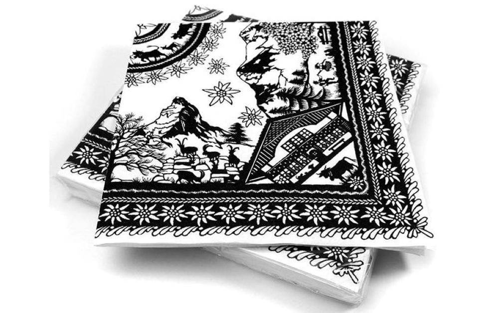 Trendform Serviettes en papier Swiss Tradition 20 Pièce/s, Noir/Blanc