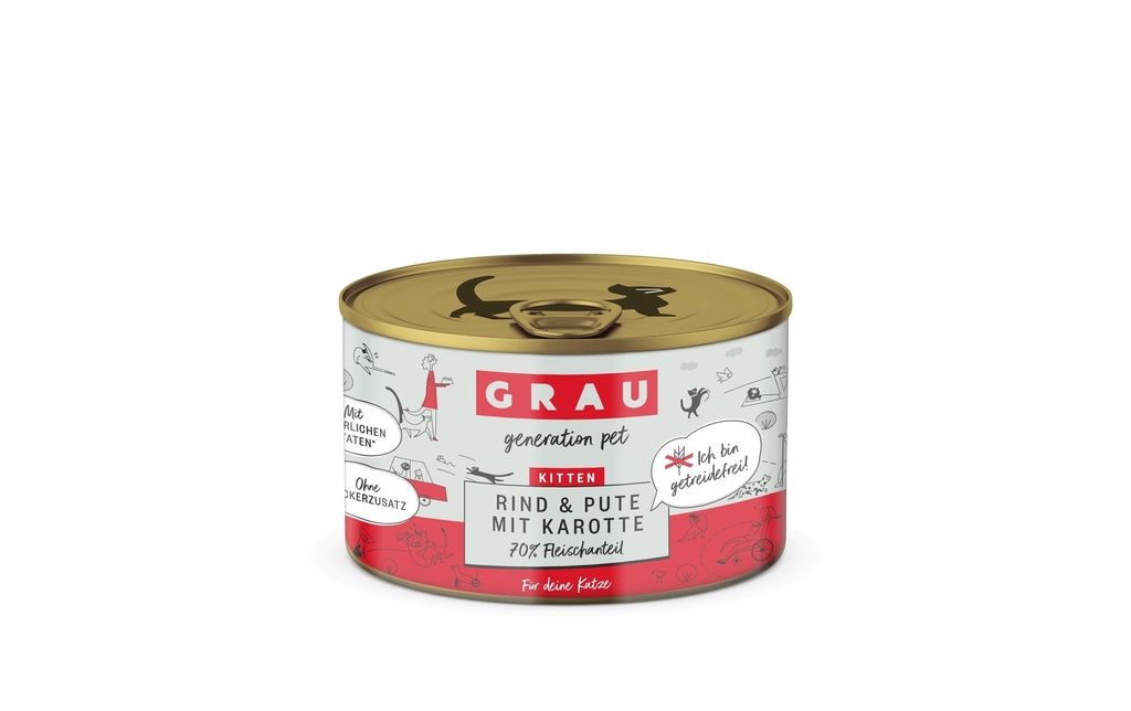 Grau Alimentation humide Kitten bœuf, dinde et carotte 200 g