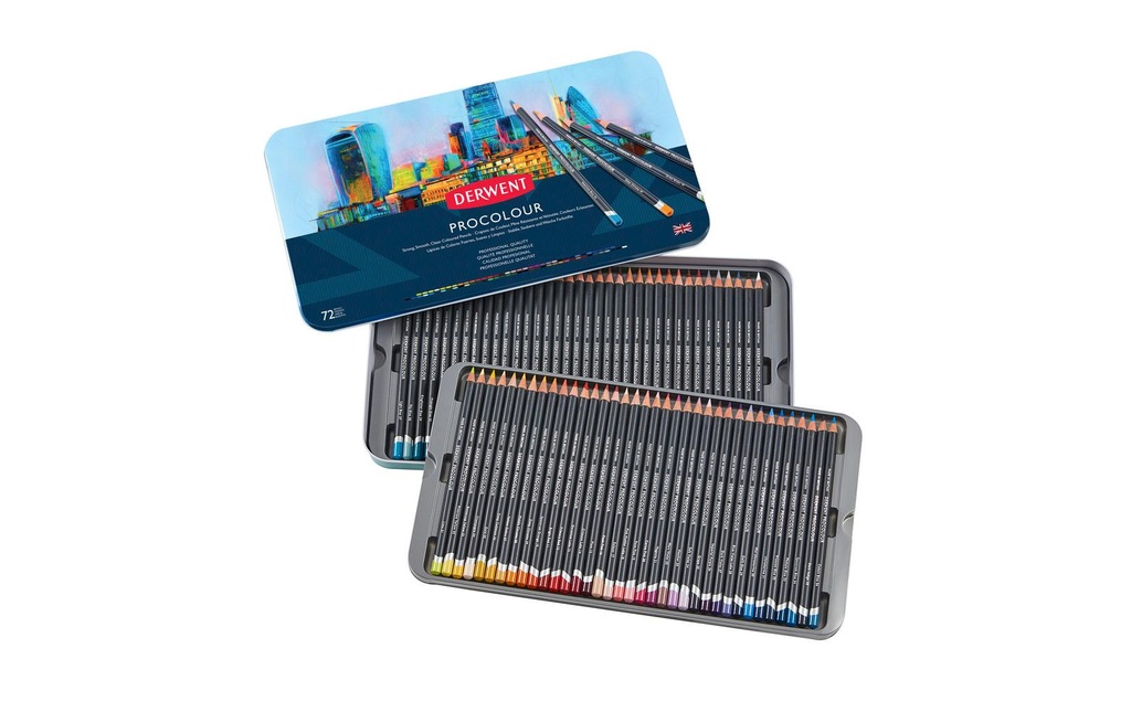 Derwent Crayons de couleur Procolour, noyau rond de 4 mm, 72 pièces