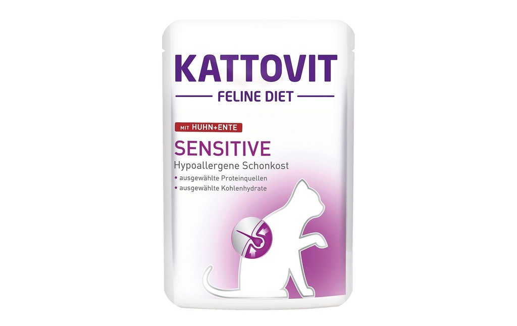 Kattovit Alimentation humide Sensitive au poulet et au canard, 85 g