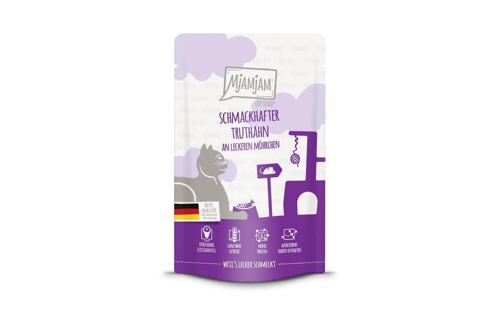 Mjamjam Alimentation humide Quetschie Dinde & Carottes, 125 g