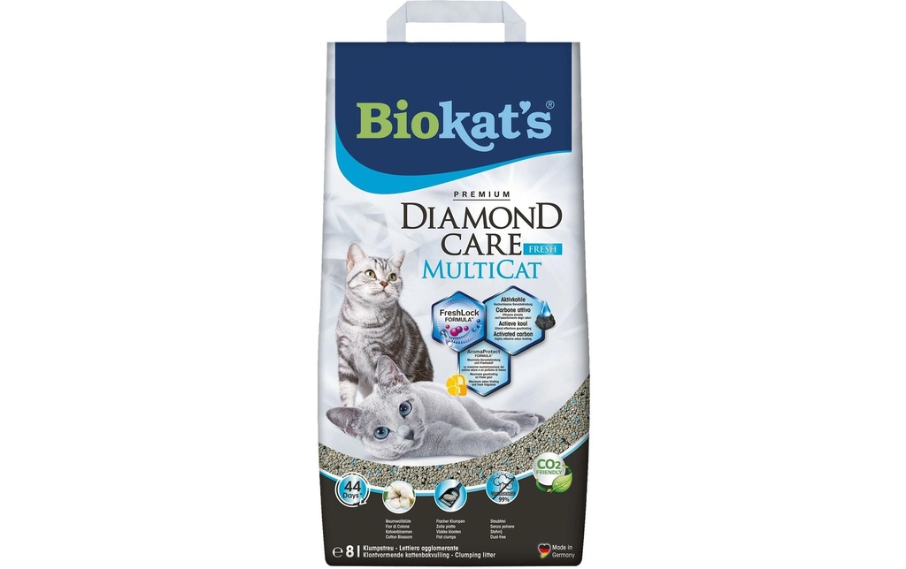 Biokat's Litière pour chat Diamond Care Multicat Fresh, 8 l