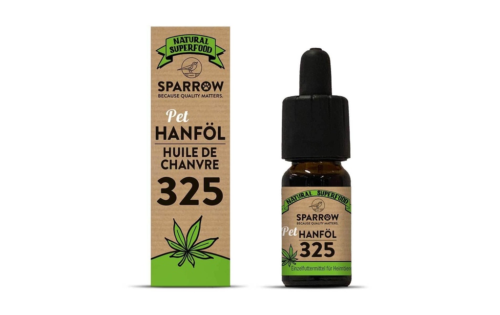 Sparrow Supplément alimentaire pour chiens Huile de chanvre 325 avec CBD, 10 ml