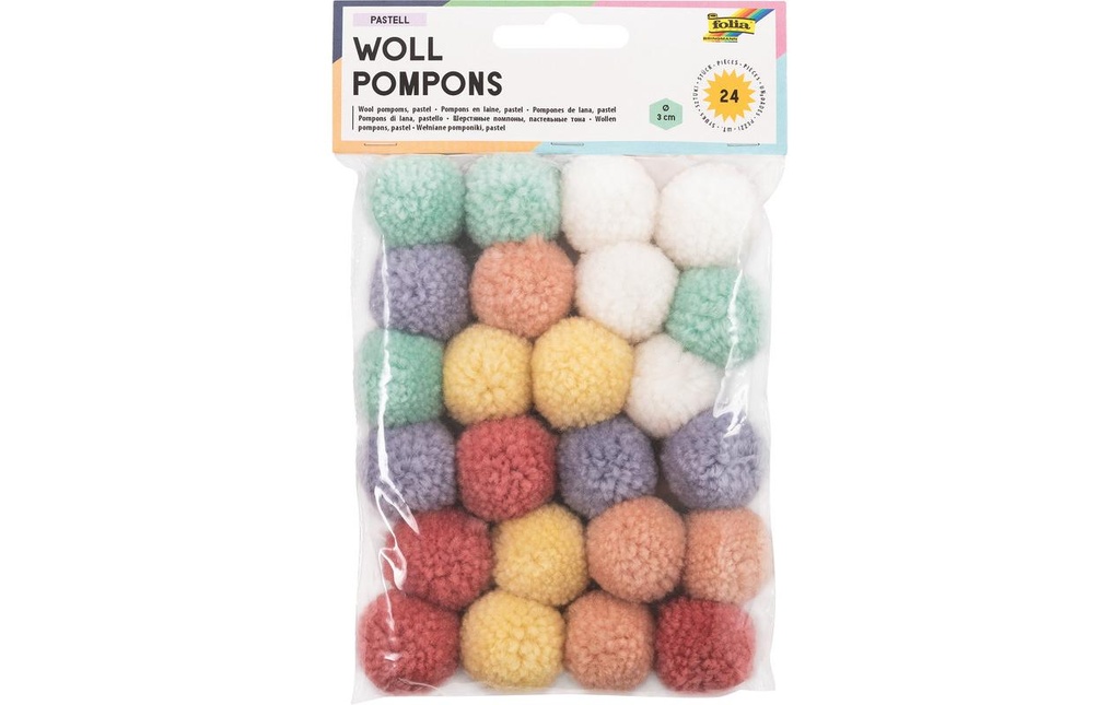 FOLIA Pompons laine 3cm pastel 24pcs (24 pces)