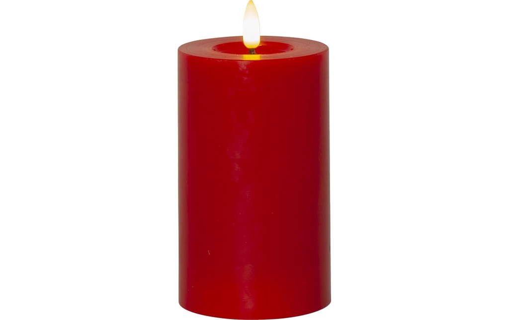 Star Trading Bougie LED Pillar Flamme Flow Intérieur, rouge, hauteur 15 cm