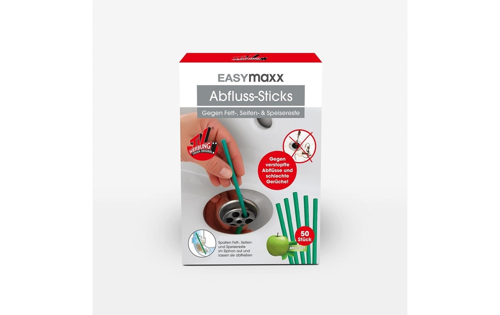 EASYmaxx Déboucheur de canalisation Bâtons parfumés à la pomme 50 pièces