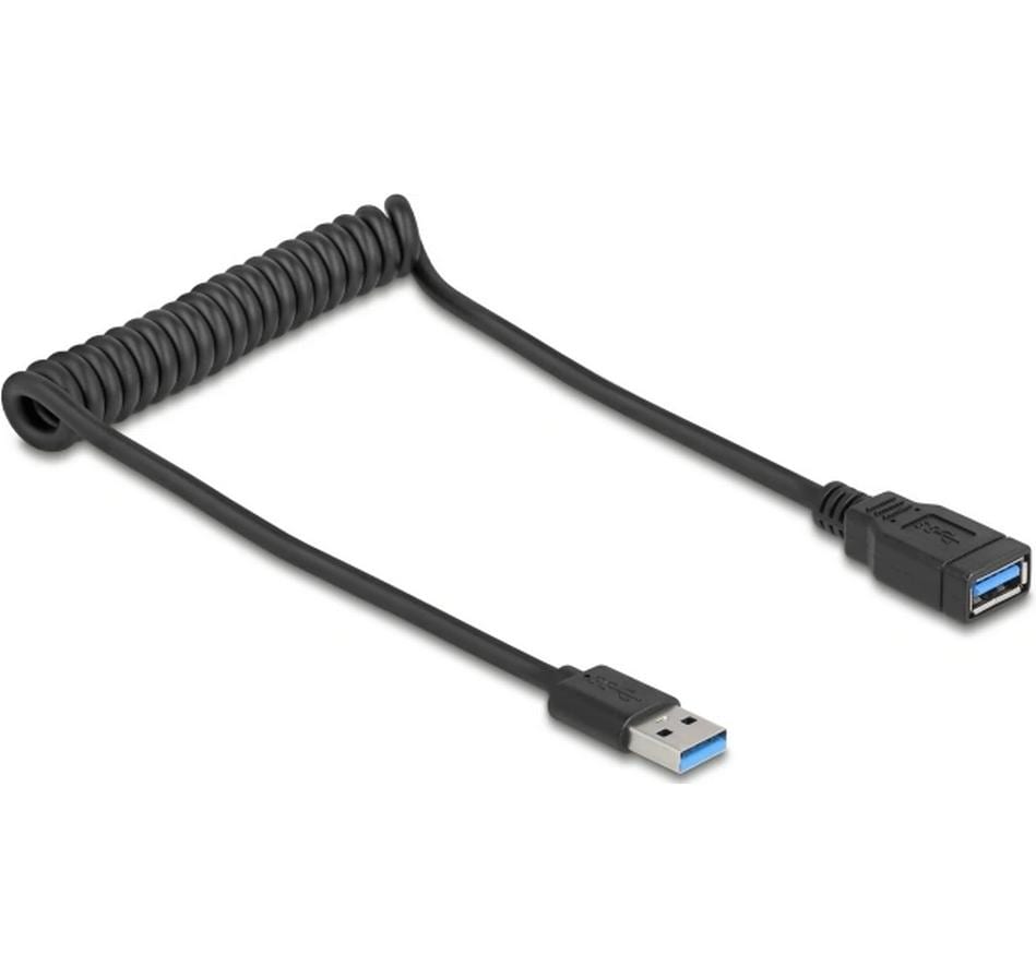 Delock Câble spiralé USB 3.0 USB-A - USB-A 0.6 m