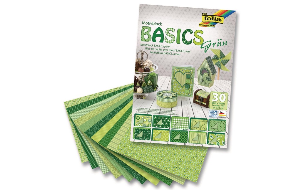 Folia Bloc de papier à motif Basics  verdoyant