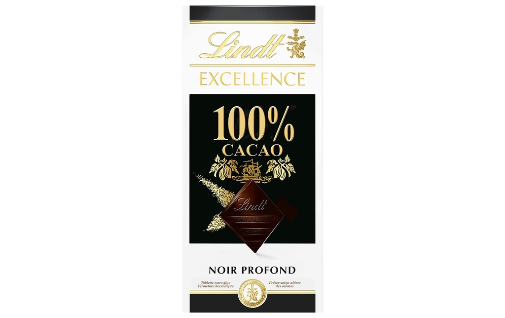 Lindt Tablette Excellence Noir 100% cacao 50 g