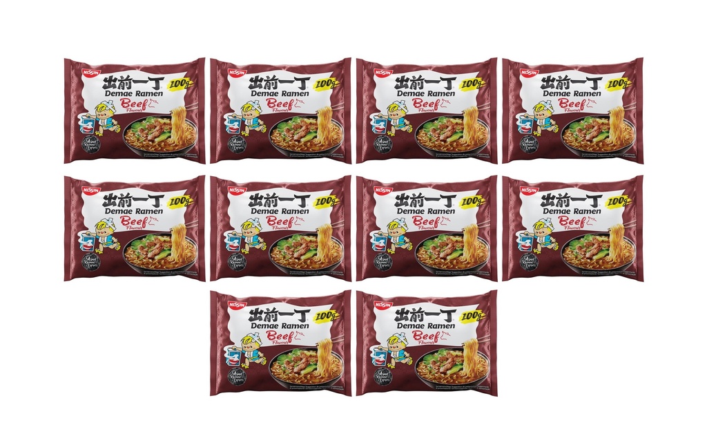 Nissin Food Soupe de nouilles au bœuf Demae Ramen 10 x 100 g