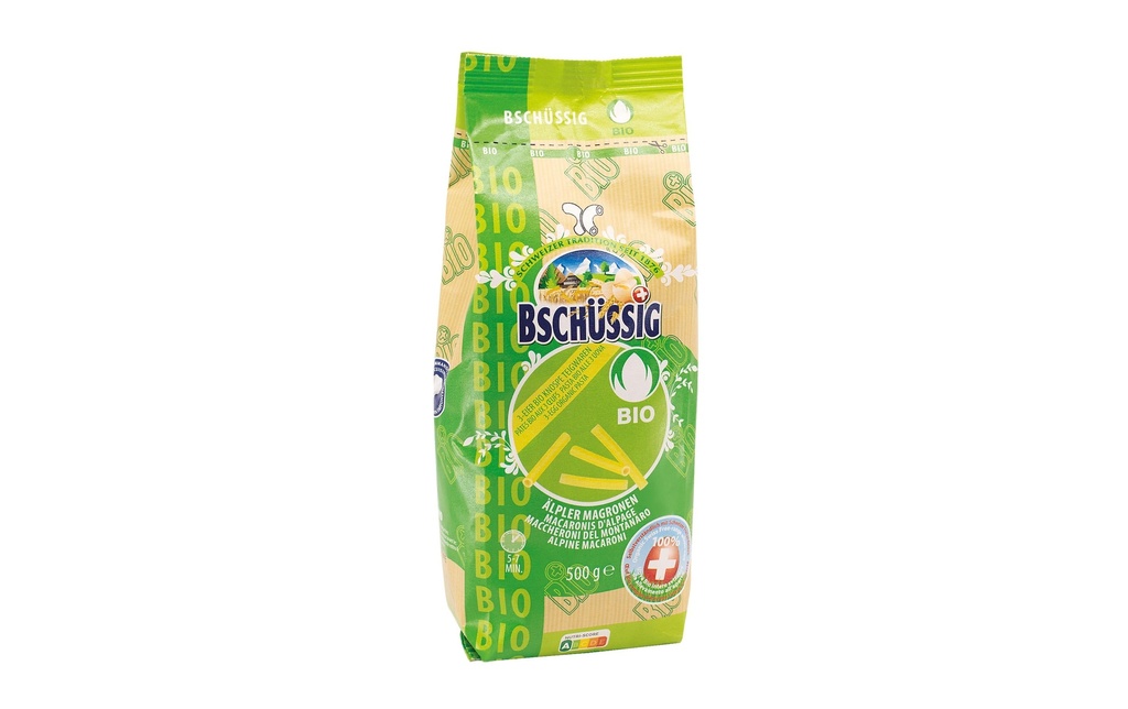 Bschüssig Pâtes alimentaires Bio Knospe Älpler Magronen 3Ei 500 g