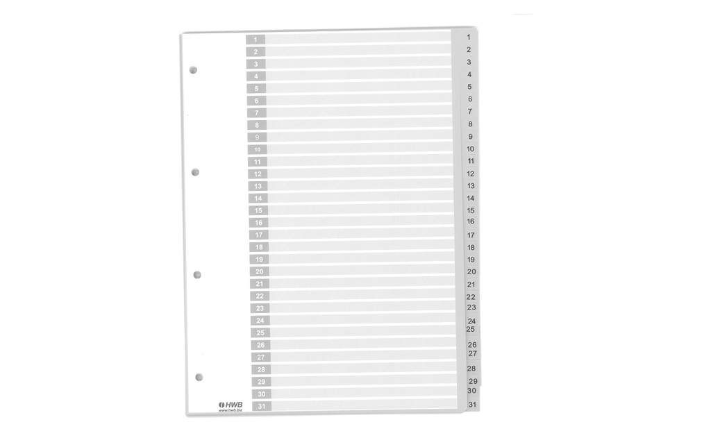 HWB Registre A4, PP 1-31,  25 pièces