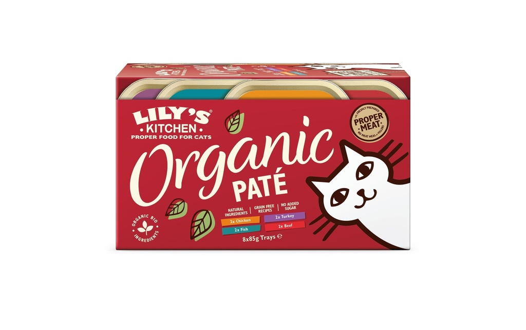Lily's Kitchen Alimentation humide bio Multipack de pâté, 8 x 85 g